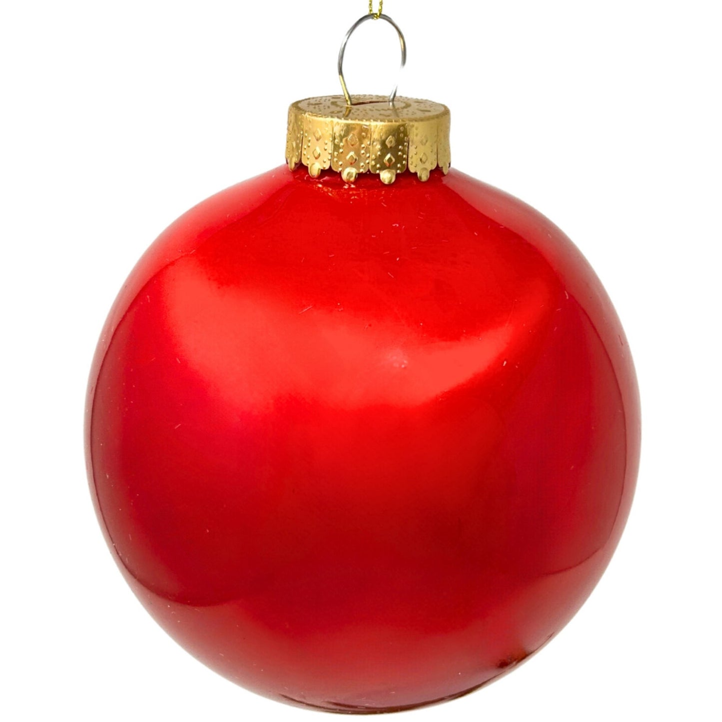 Plastic Pearl Finish Ball Ornament - Candy Red 6" | YK