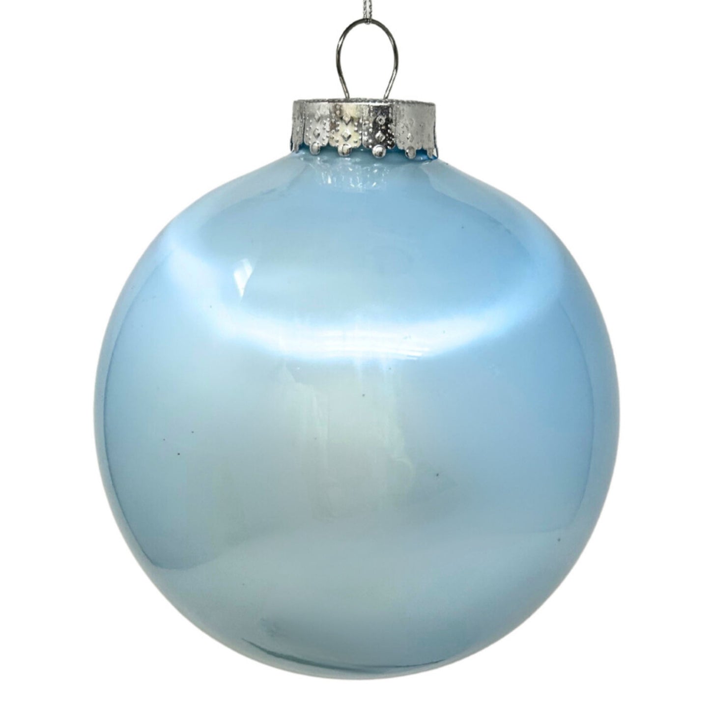 Plastic Pearl Finish Ball Ornament - Lt. Blue 6" | YK