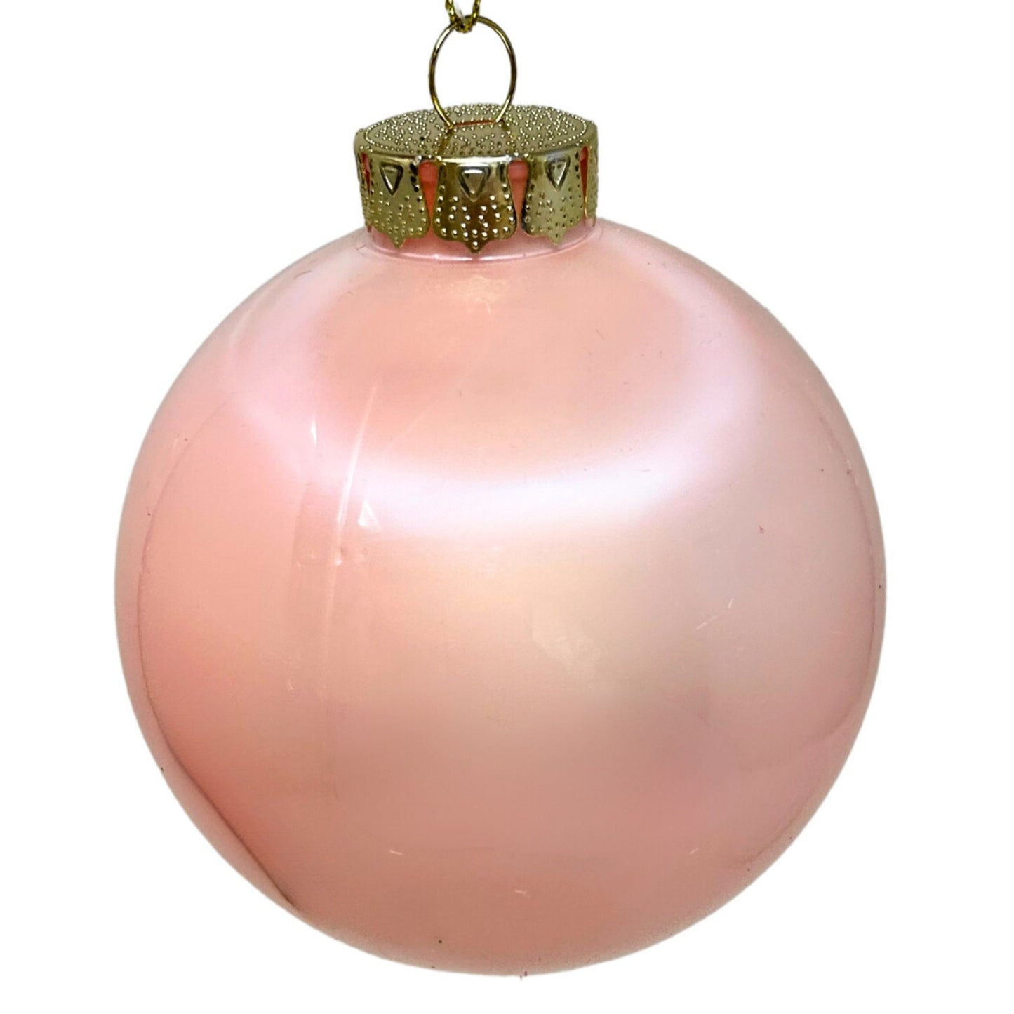 Plastic Pearl Finish Ball Ornament - Peach/Pink 6" | YK