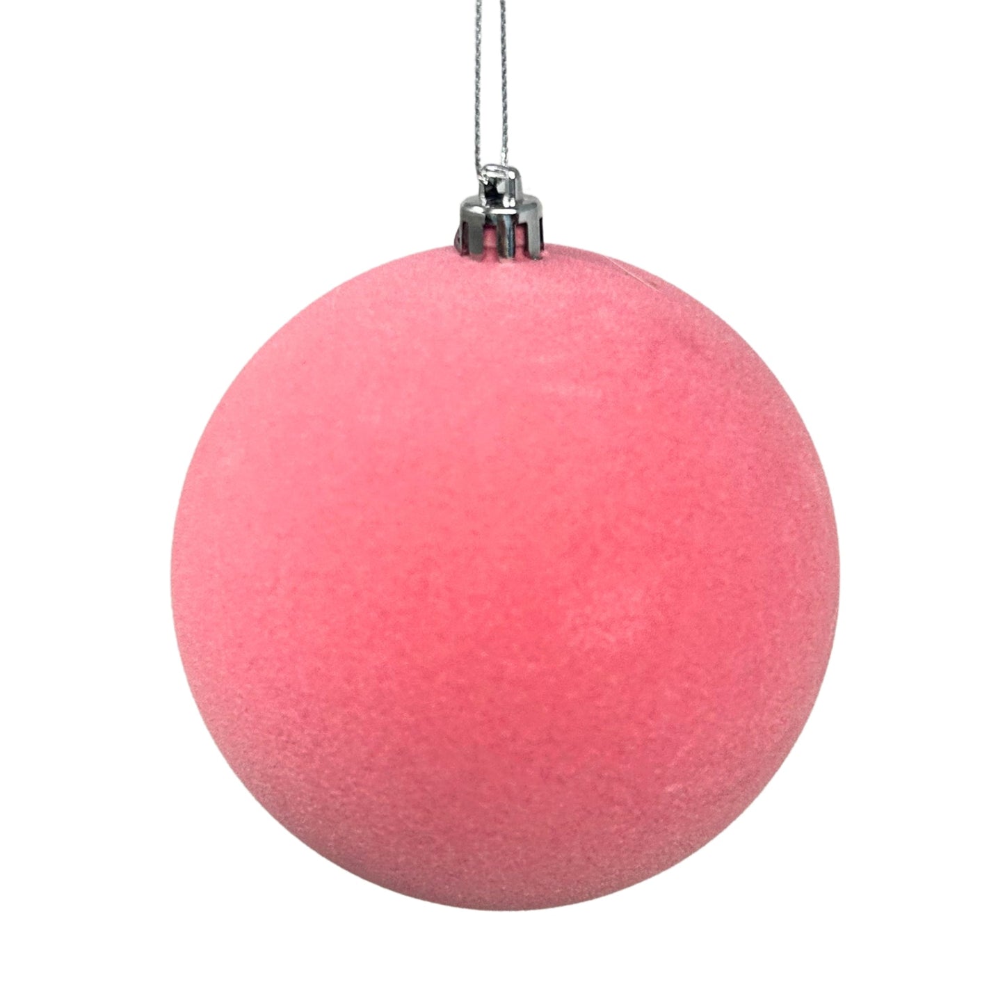 Plastic Flocked Ball Ornament - Bubblegum 4" | YK