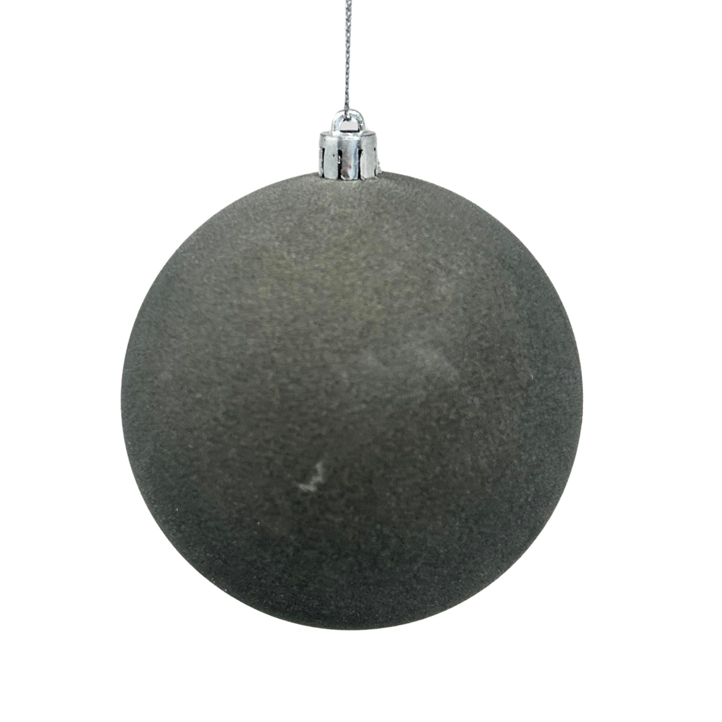 Plastic Flocked Ball Ornament - Charcoal 4" | YK
