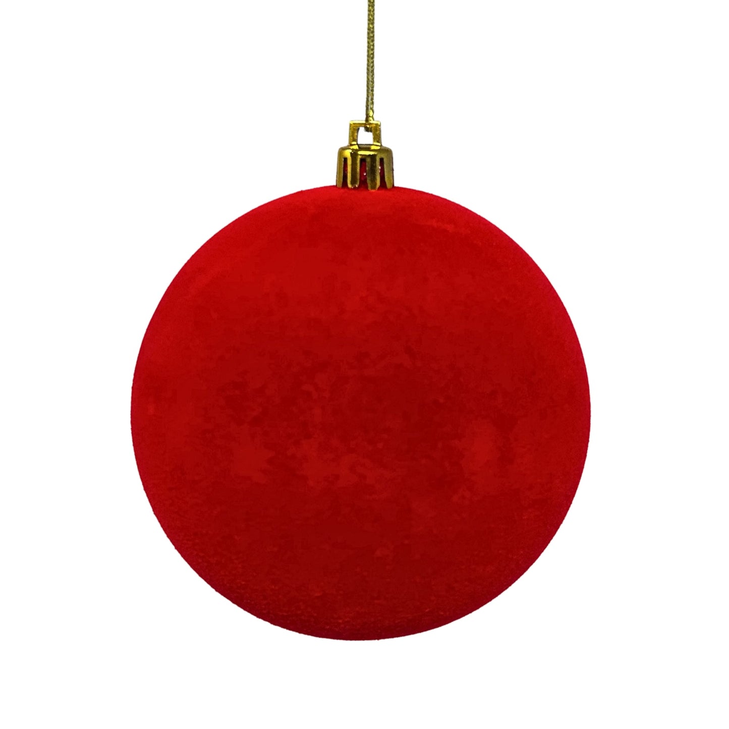 Plastic Flocked Ball Ornament - Cherry Red 4" | YK