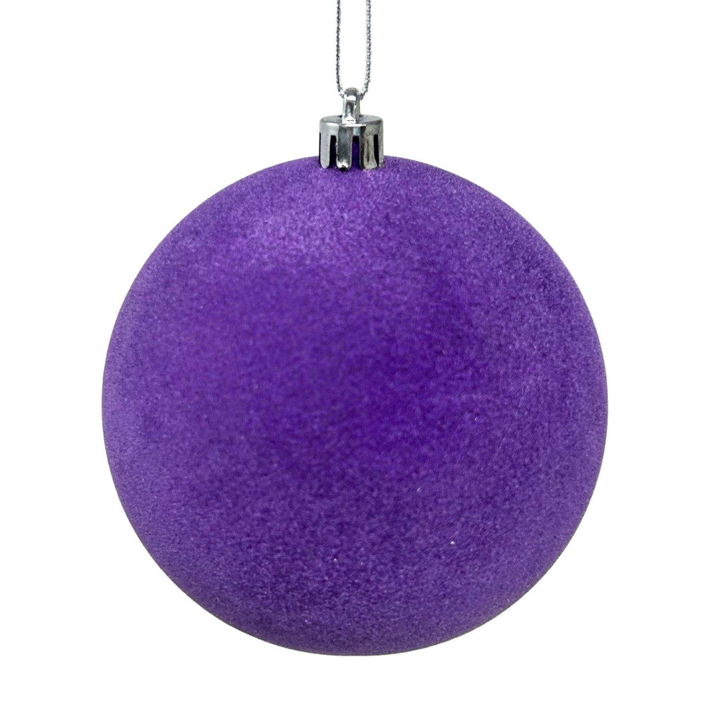 Plastic Flocked Ball Ornament - Purple 4" | YK