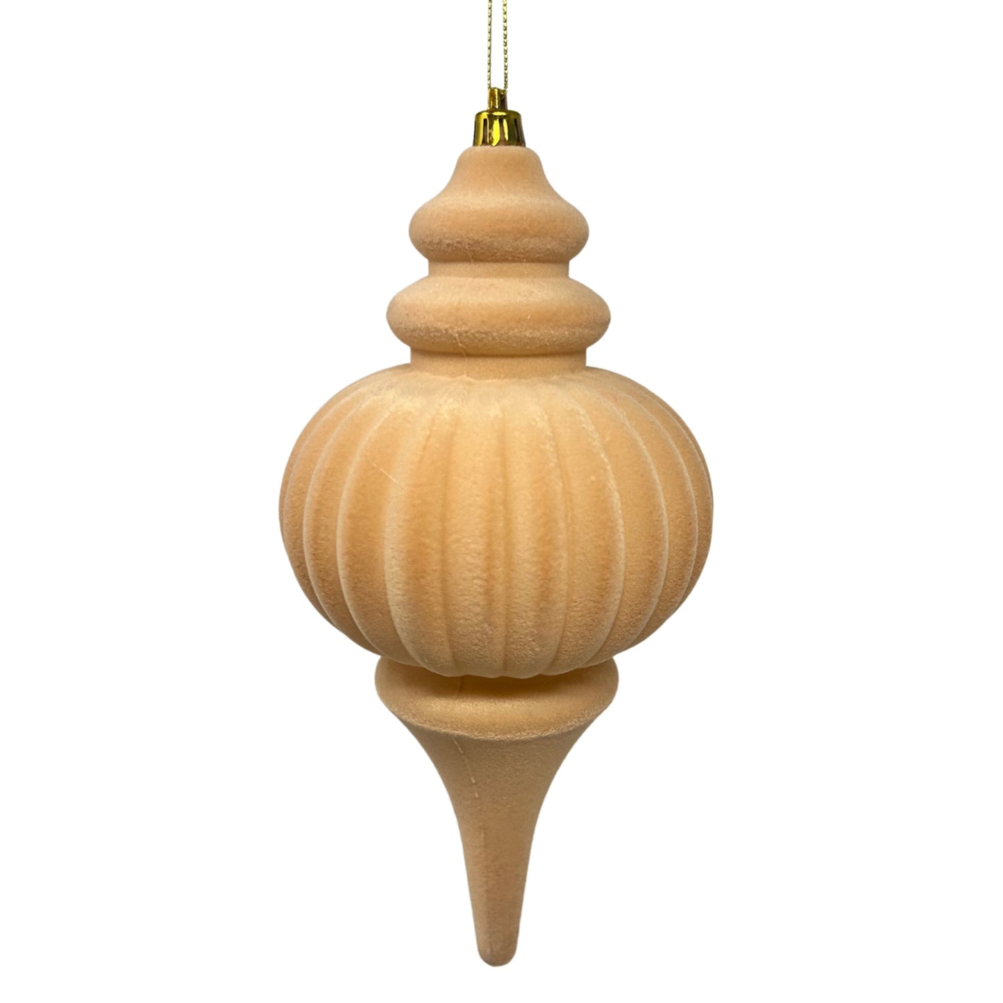 Plastic Flocked Finial Ornament - Lt. Tan 10" | YK