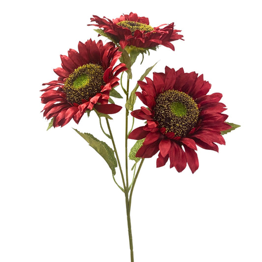 Sunset Meadows Sunflower Spray x 3 25" - Red  | YS
