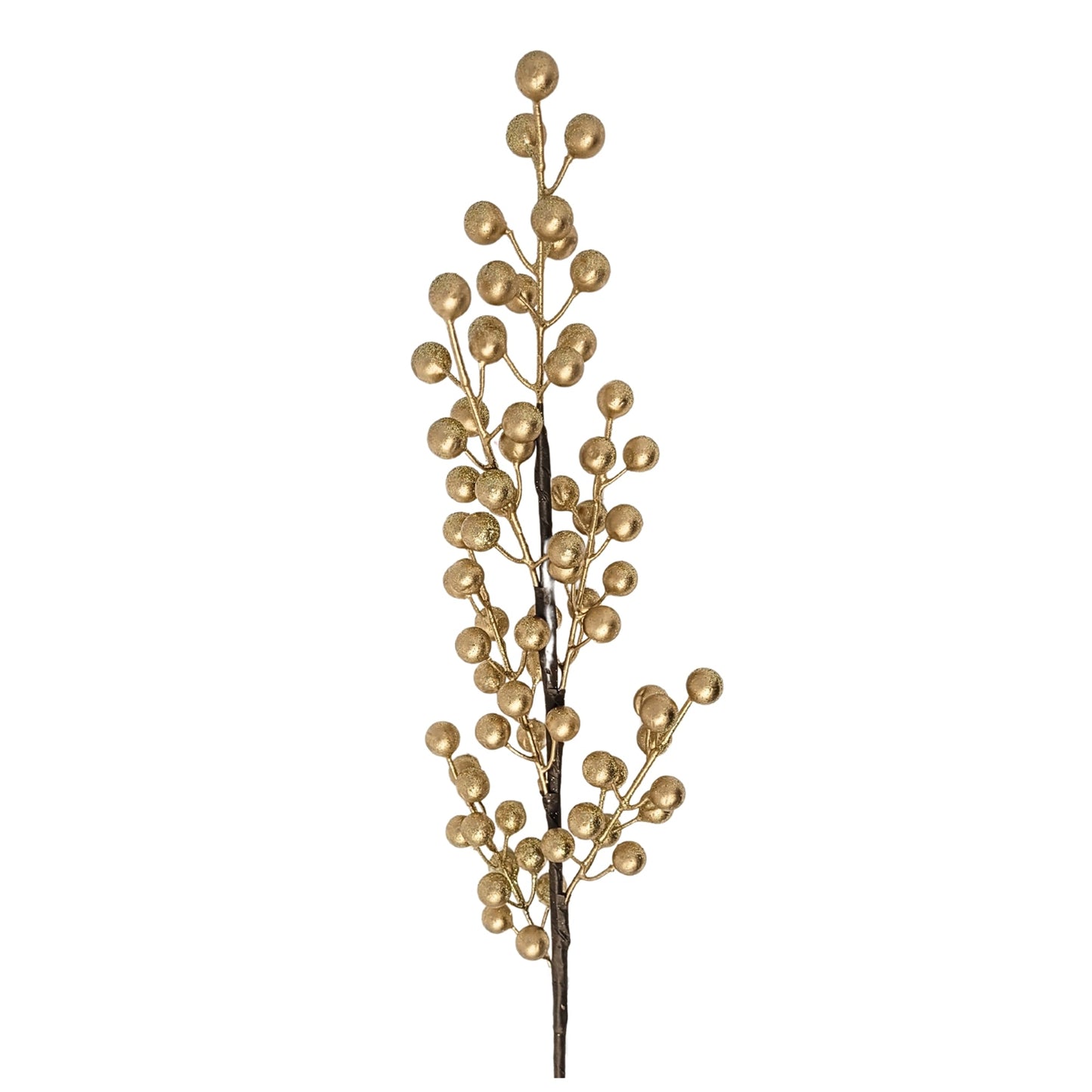 Metallic Glitter Berry Spray - Gold 24.5” | YS