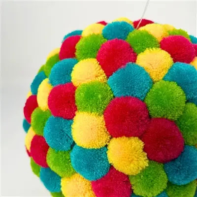 Colorful Mini Pom Pom Ball Ornament 4.25” |KS