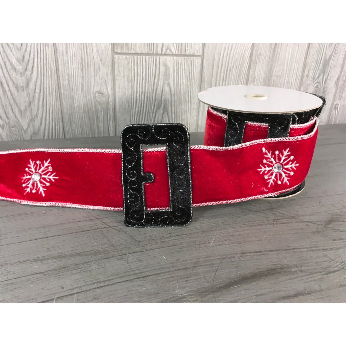 SANTA BELT RIBBON RED/WHITE 4”X10YD