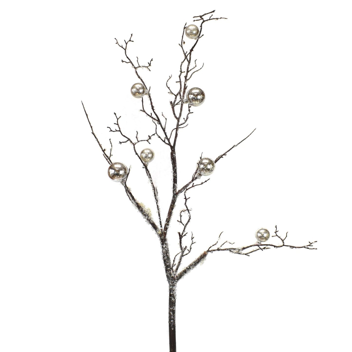 41" Iced Branch with Mercury Balls in Silver | XJ