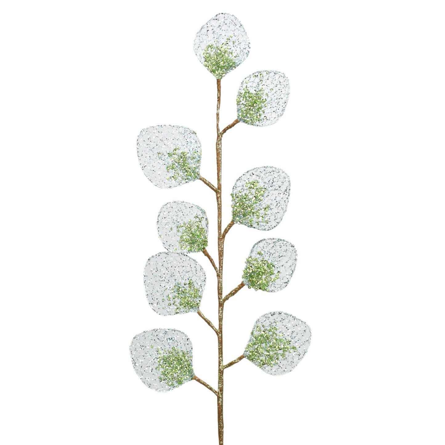 27.75" Beaded Sheer Ocean Leaf Spray in Aqua/Sage | TA
