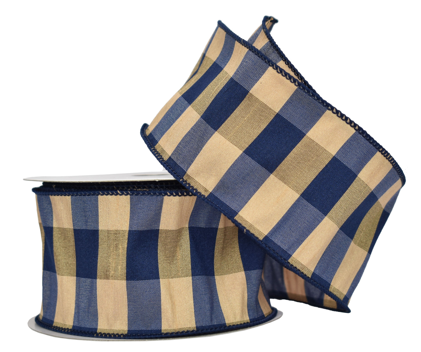 Royal Blue & Gold Buffalo Checked Ribbon (2.5" x 10yd)