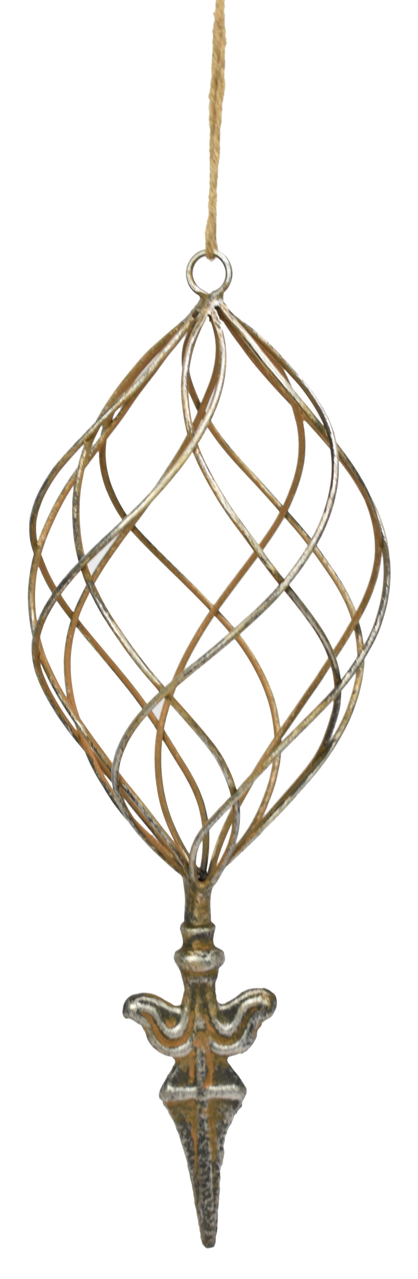 Metal Cage Ornament in Rustic Silver (5.75"x23")