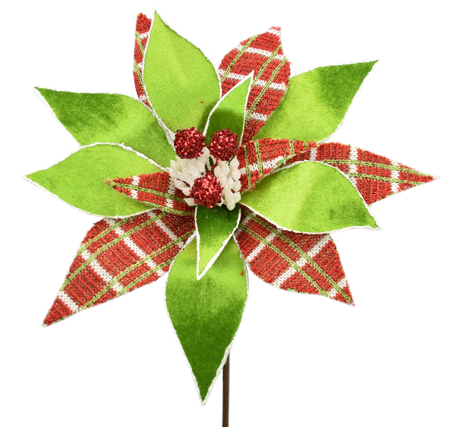 22.5" x 10.75"D Poinsettia Stem in Green/Red | QG