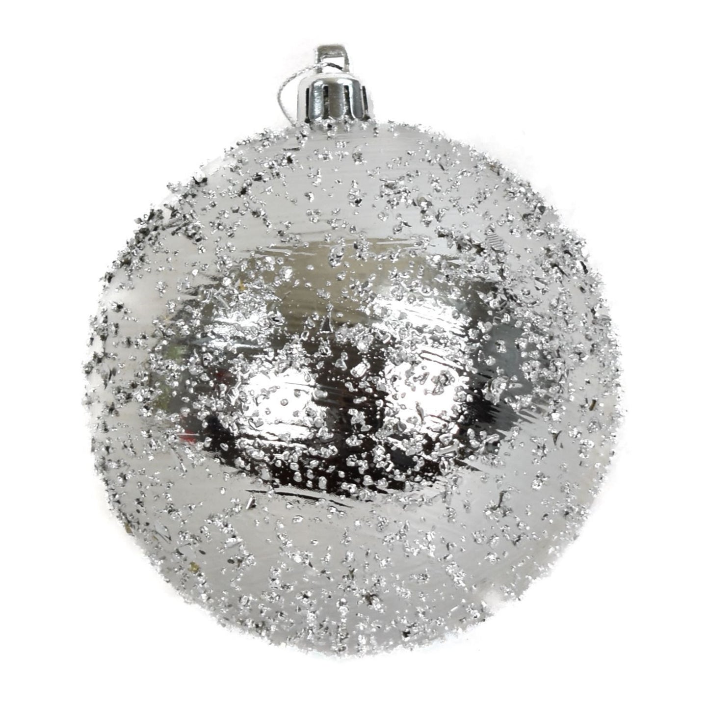 6" Faux Glass Beaded VP Ball Ornament in Silver | XJB