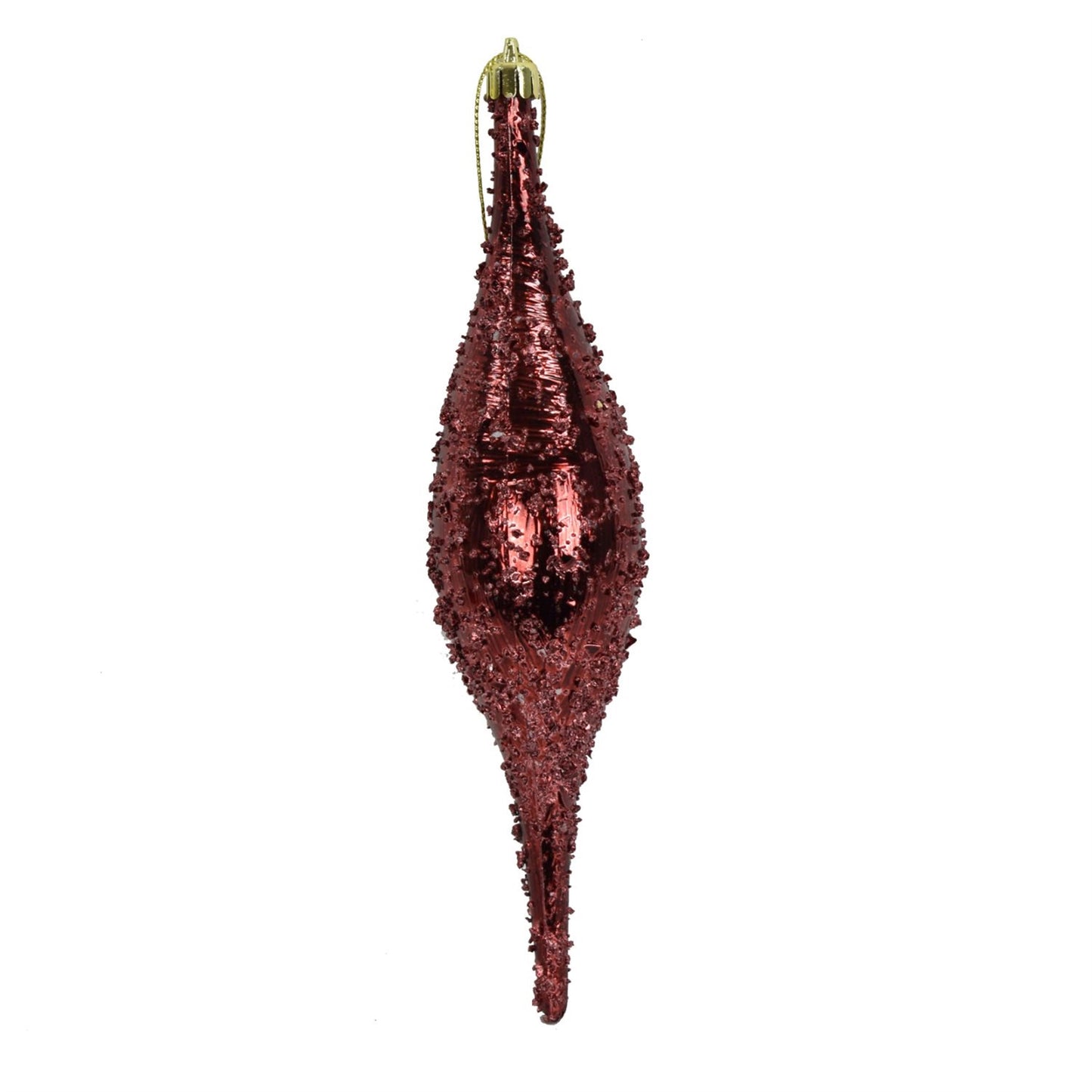 9" Faux Glass Beaded VP Finial Ornament in Burgundy