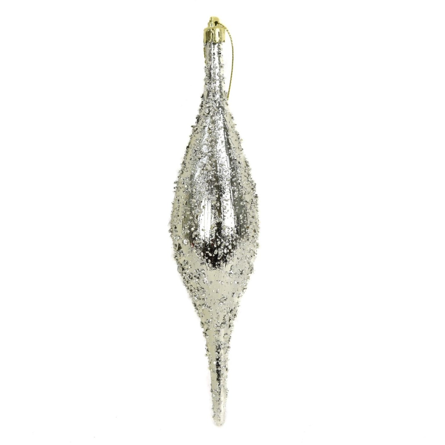 9" Faux Glass Beaded VP Finial Ornament in Champagne