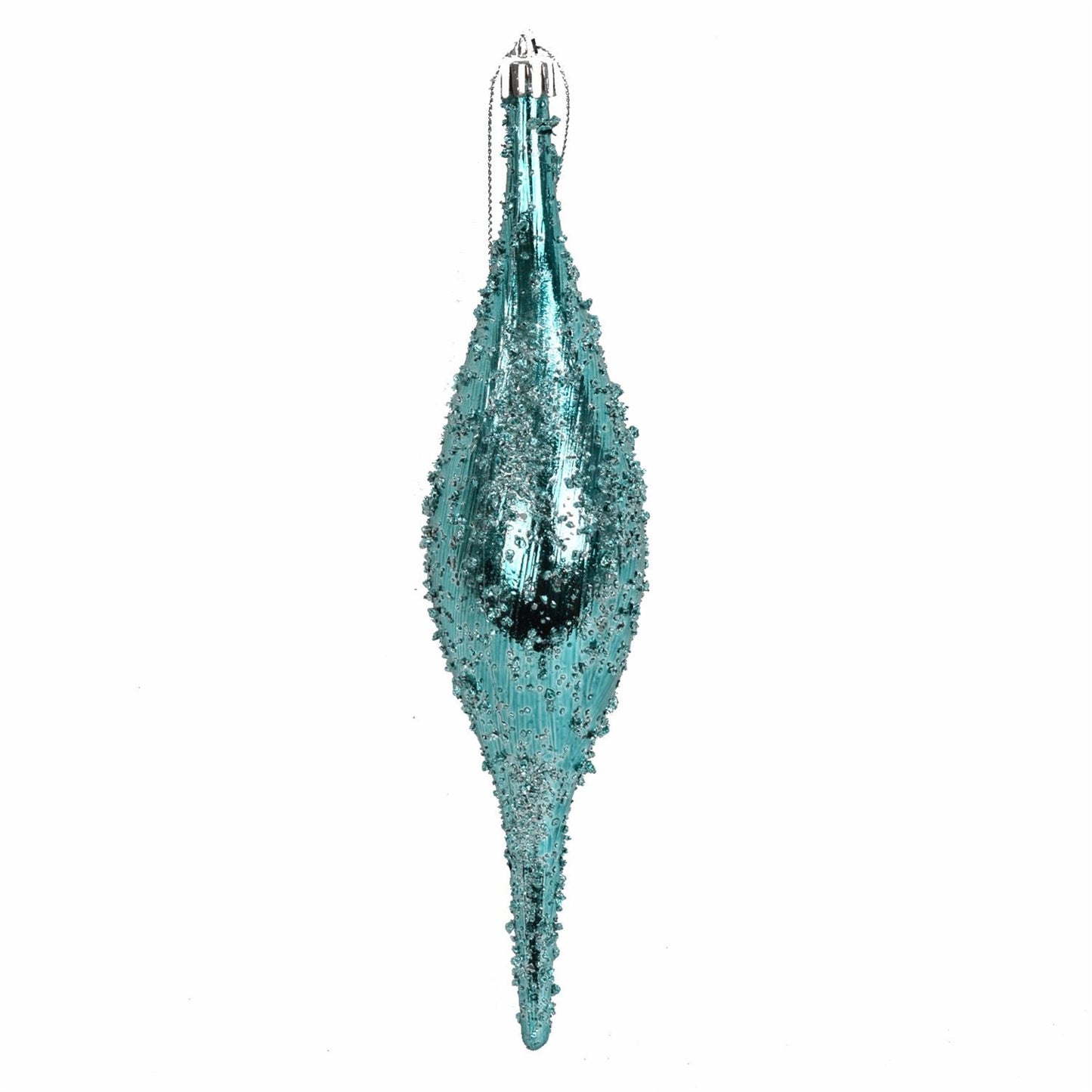 9" Faux Glass Beaded VP Finial Ornament in Light Blue XJ