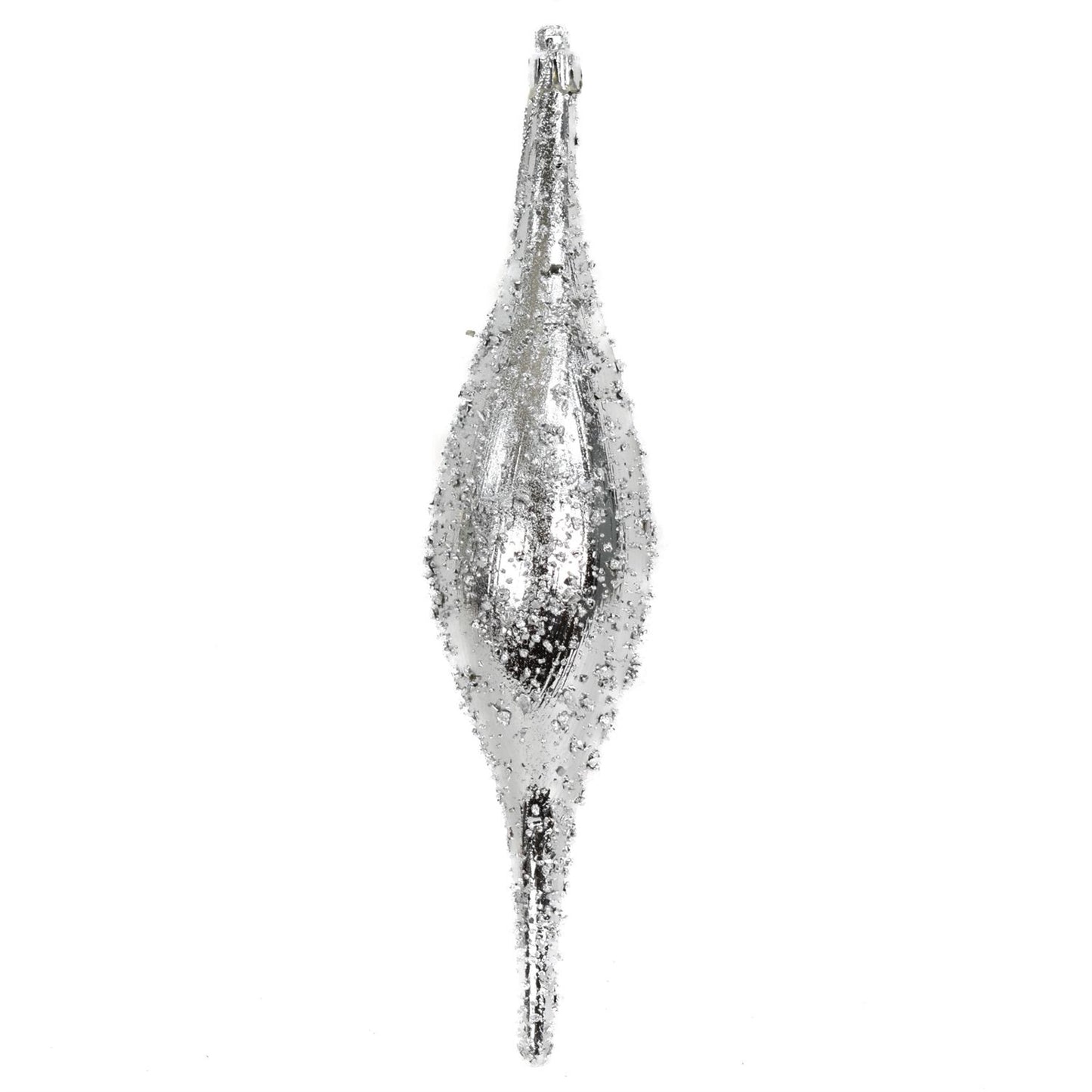 9" Faux Glass Beaded VP Finial Ornament in Silver