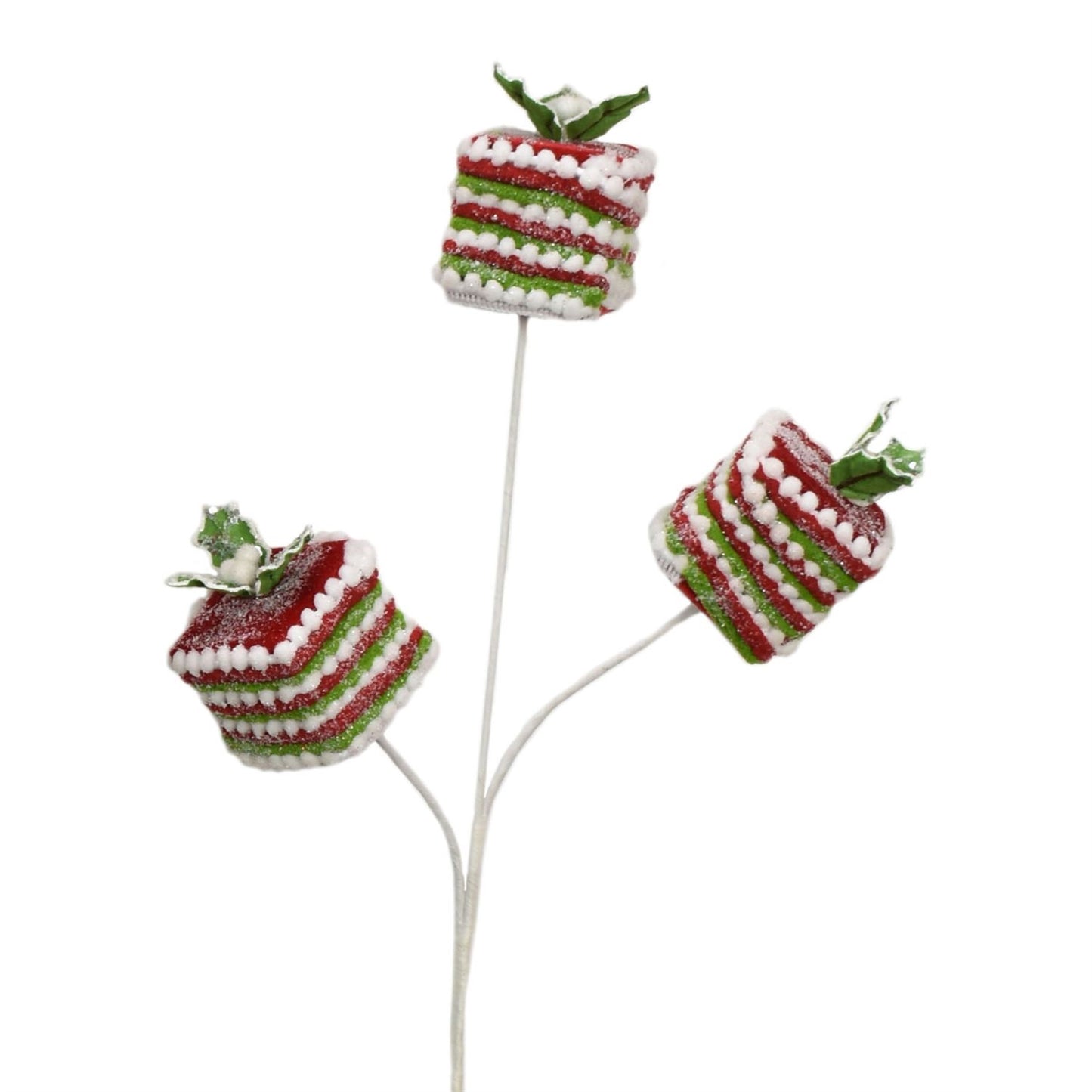 23" Chenille Gift Box Spray in Red/Green/White | QG
