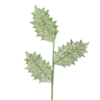 29'' Glittered Open Holly Leaf Spray in Apple Green | QD