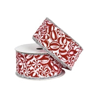 2.5" x 10YD Peppermint Candy Ribbon with Silver Tinsel | YT