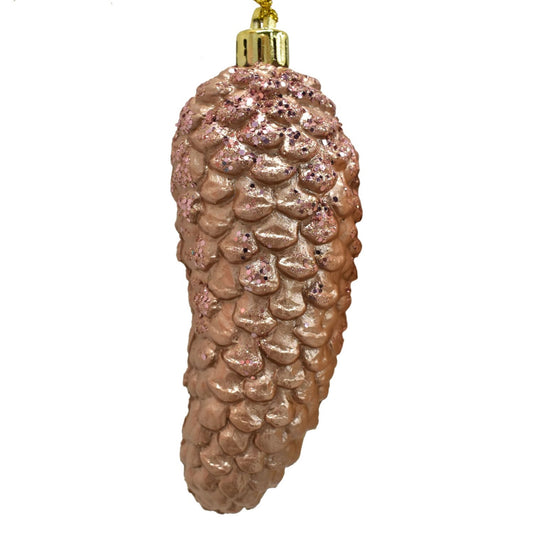 Rose Gold Matte Finish Glitter Pinecone Ornament | XJ
