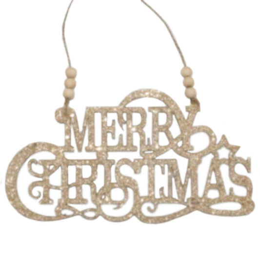 "Merry Christmas" Scroll Ornament - Champagne | QG