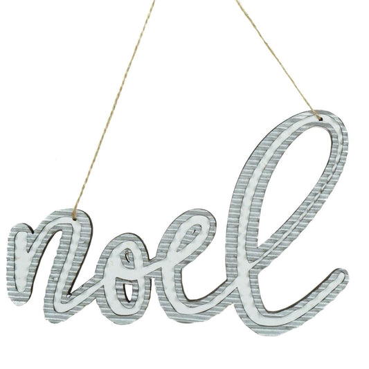 8.25" X 6" The First "Noel" Ornament in White/Silver | TA