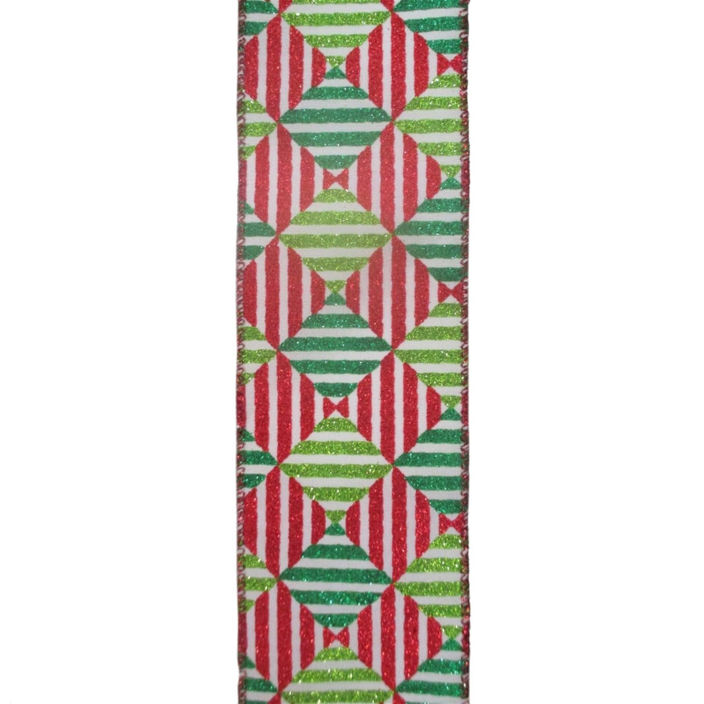 Peppermint Twist Geometric Shaped Ribbon 2.5" x 10yd