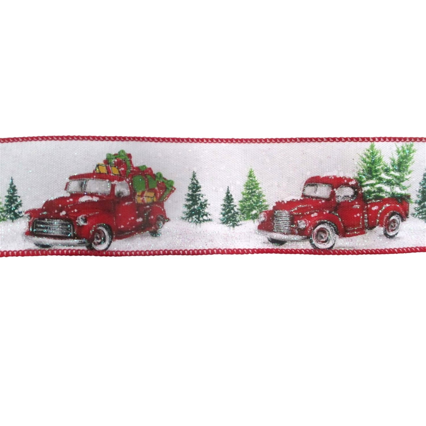 Winter Red Truck Ribbon 2.5" x 10yd