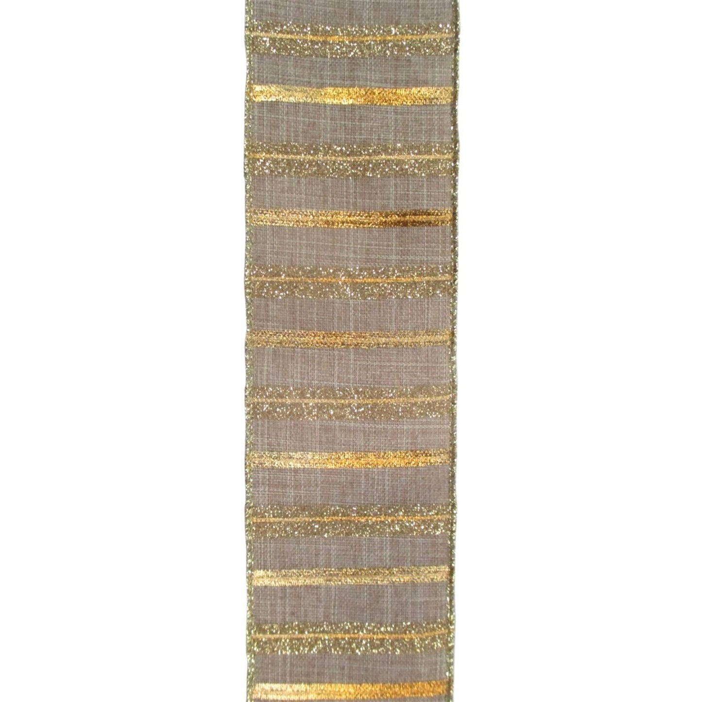 Royal Linen Striped Gold/Champagne Ribbon 2.5" x 10yd