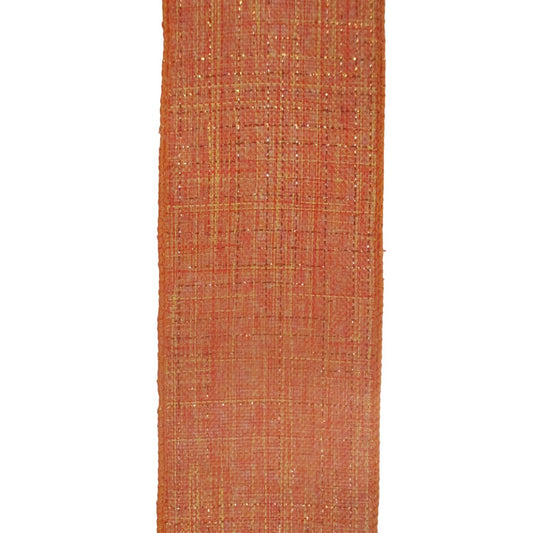 Metallic Lined Faux Linen Orange Ribbon 2.5" x 10yd