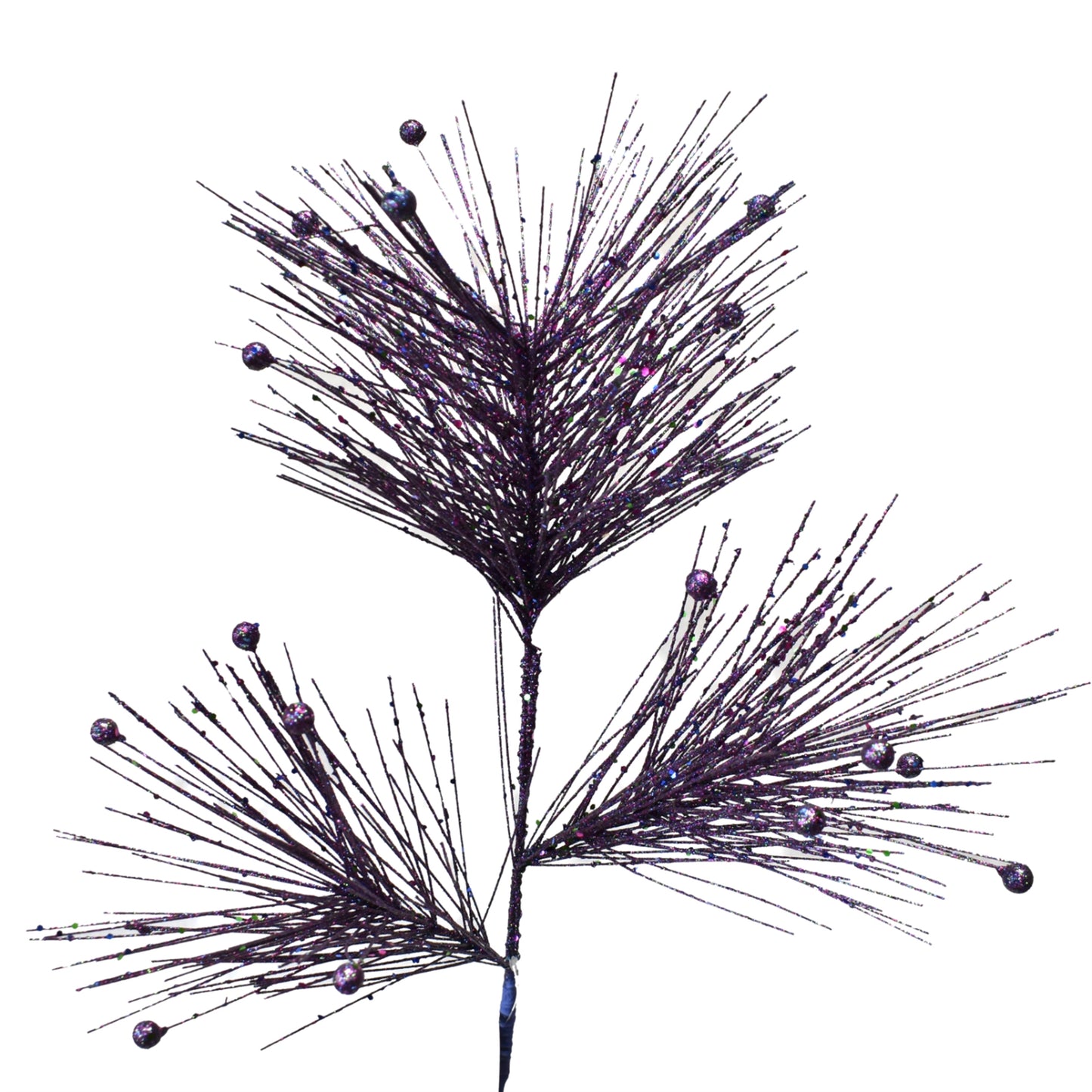 Mixed Glitter Pine/Mini Ball Spray 25.75" in Purple | QG