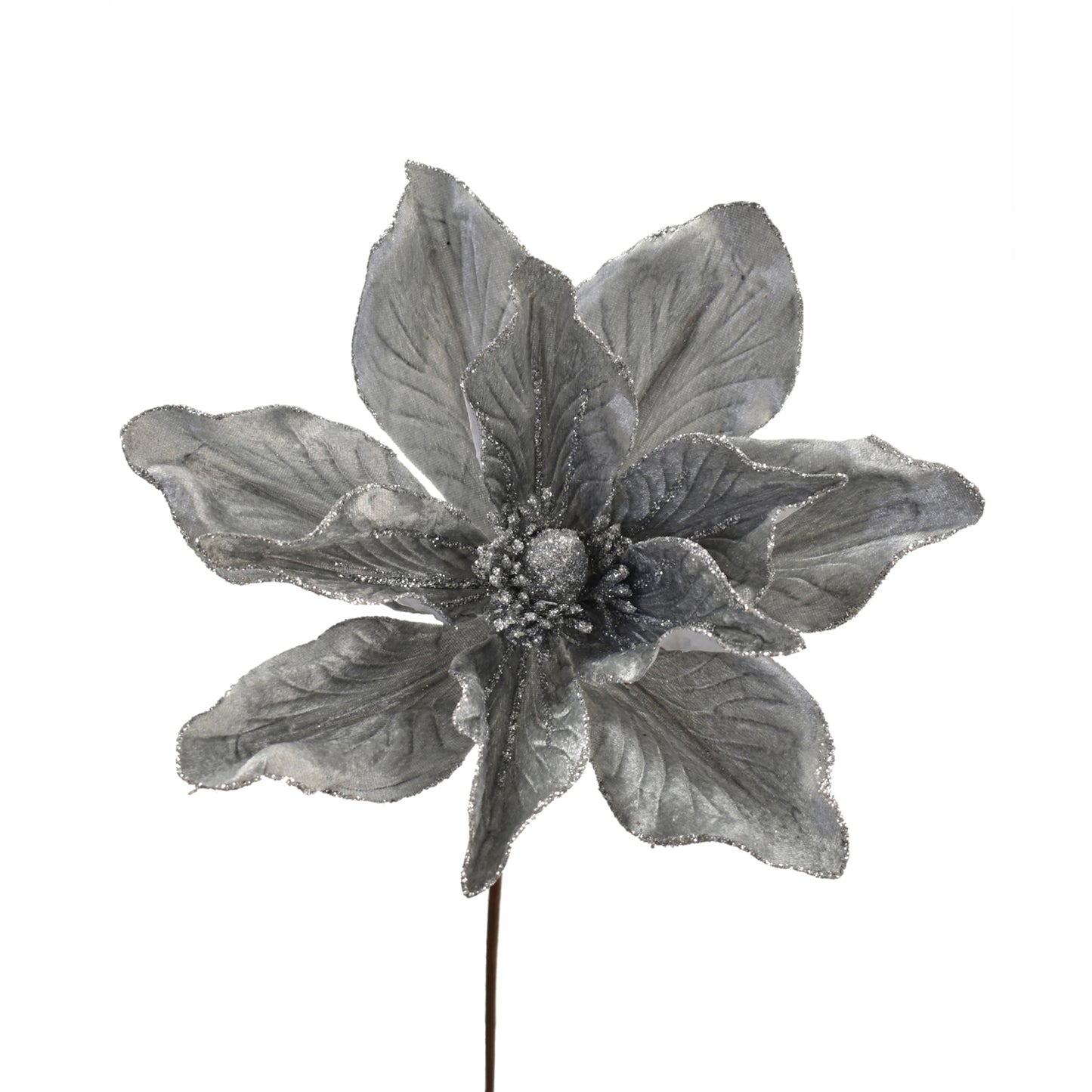 Velvet Magnolia With Glitter Veins 24'' x 12" in Silver | QGC22