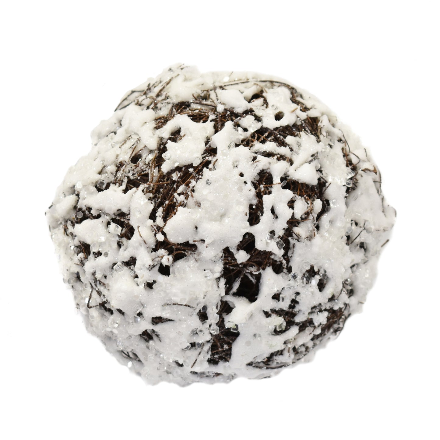 Snow And Ice Covered Twig Ornament 7" in White Brown | QDC22