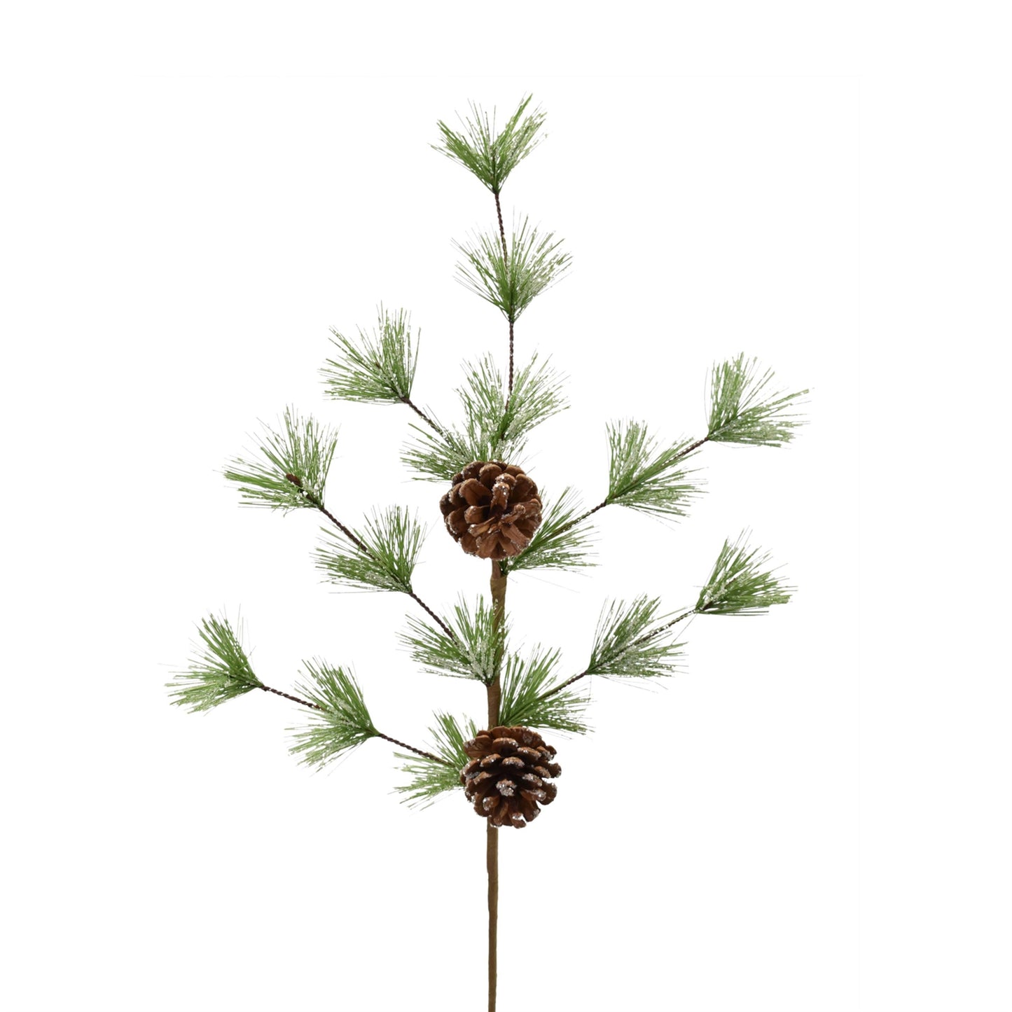 Sparkling Iced Pine And Pinecone Spray 25" in Frost Green | QD