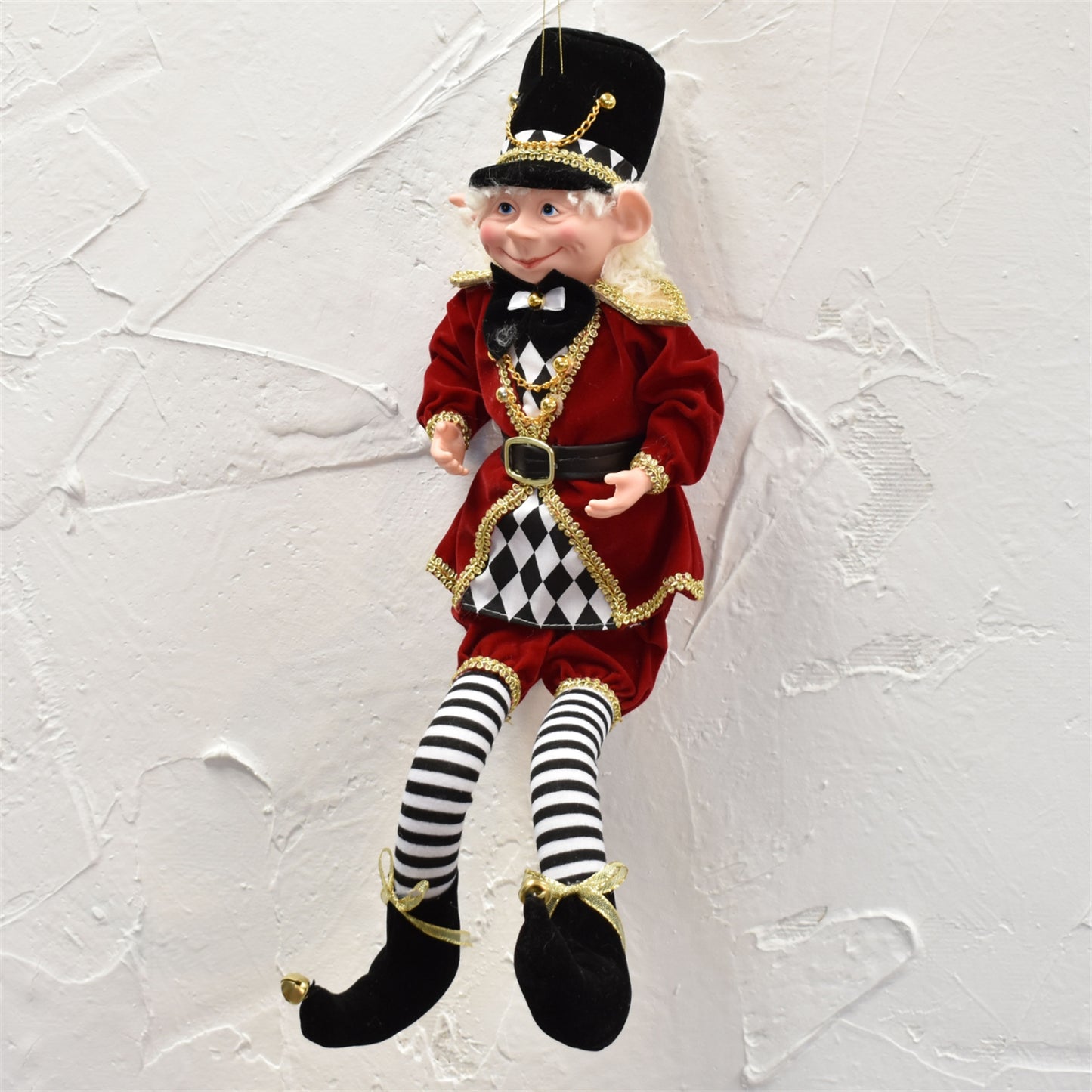 Poseable Whimsical Nutcracker Elf 19.75" in Red White Black | BRC22