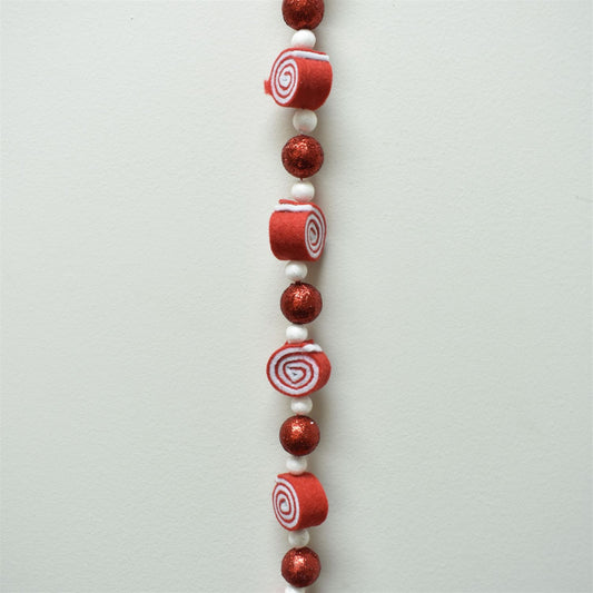 Swirl Candy Cake Ball Garland 60" in Red/White | QD