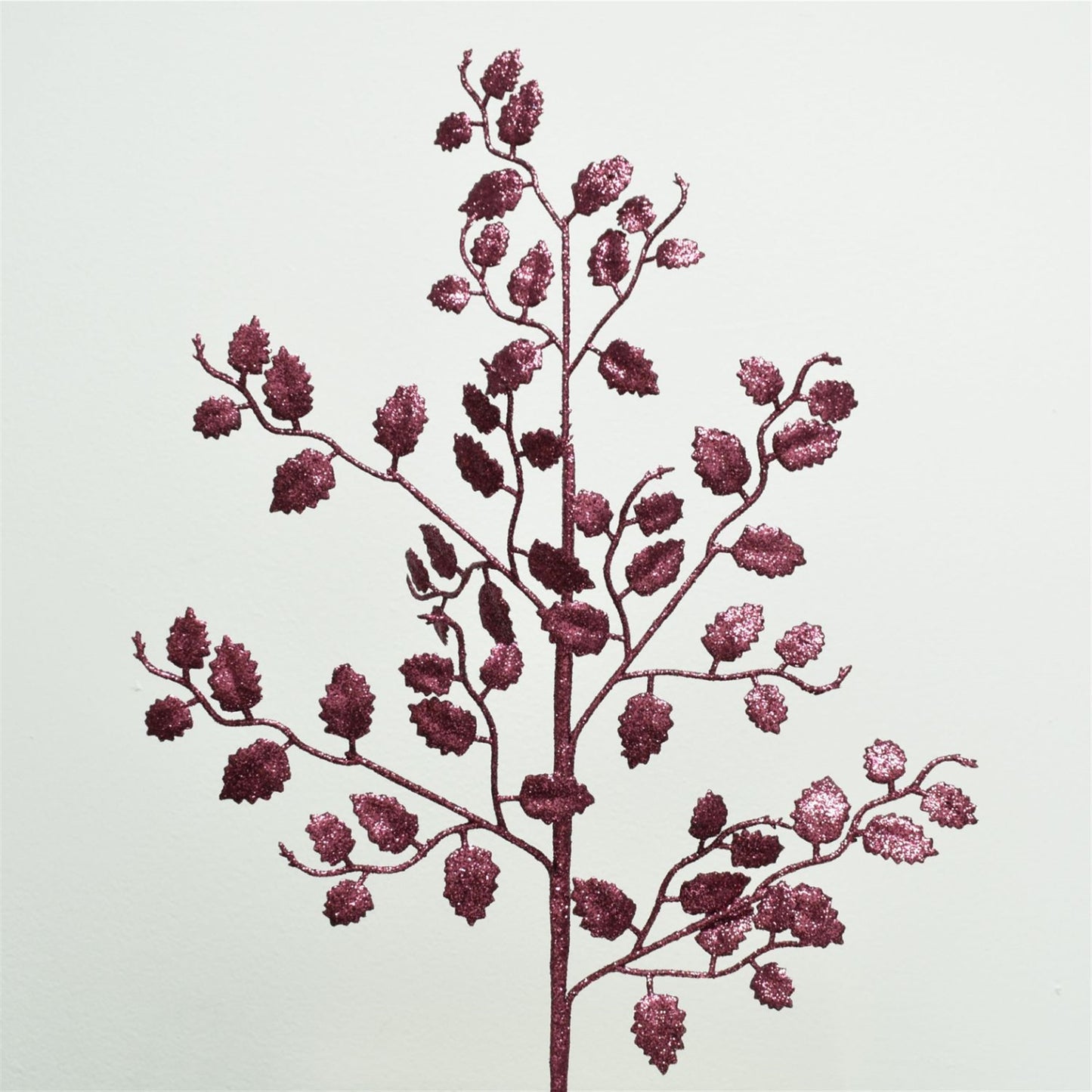 Glittered Holly Leaf Christmas Spray 26" in Plum | QD