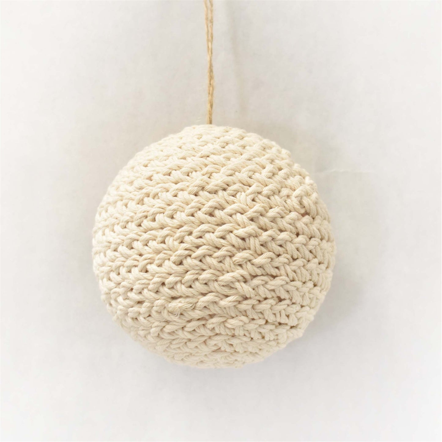 Crocheted Yarn Ball Ornament 3.75" in Ivory | BFC22