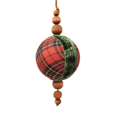 Wooden Bead And Plaid Ornament 8
