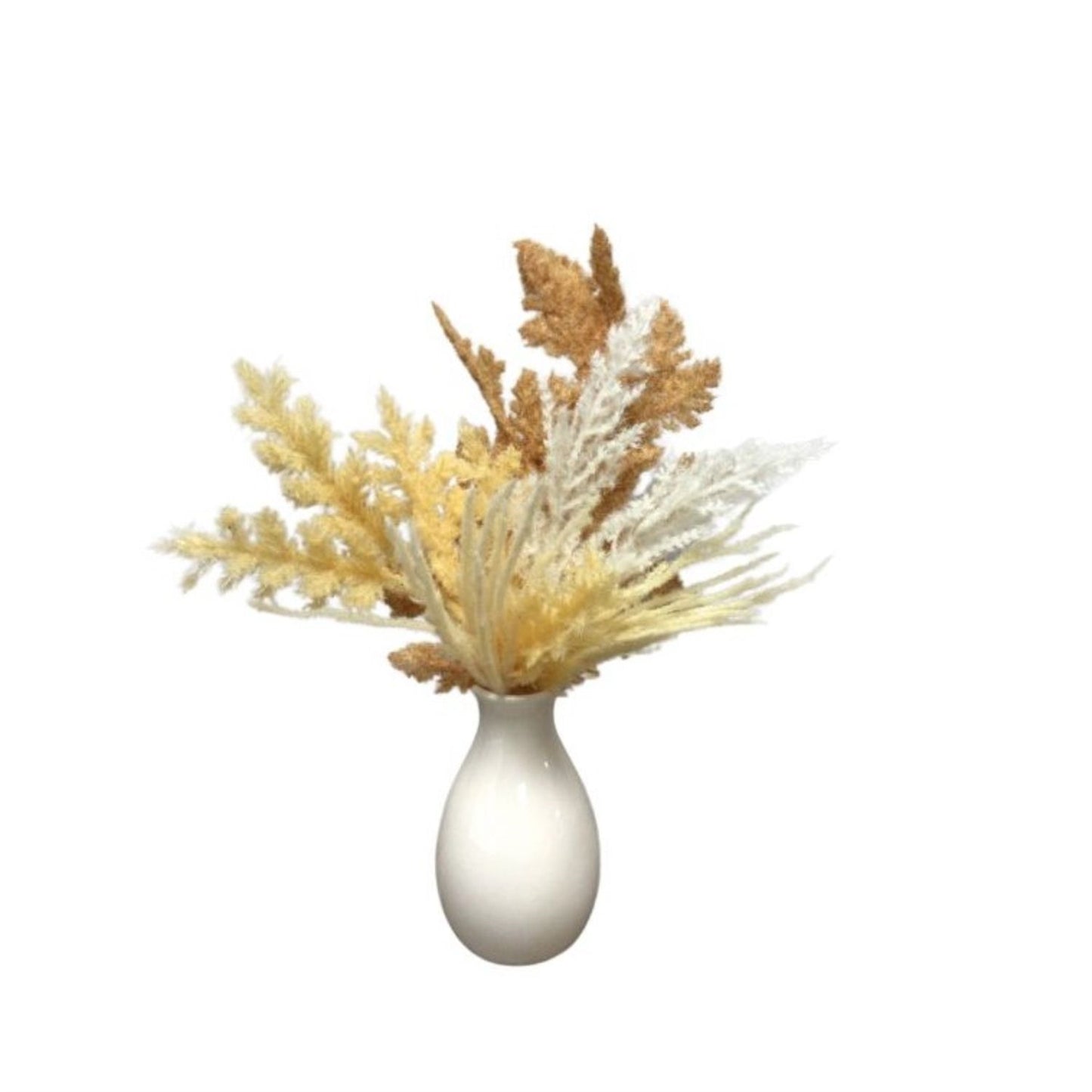 FLOCKED BLEACHED FERN IN CERAMIC POT 12" | QSE