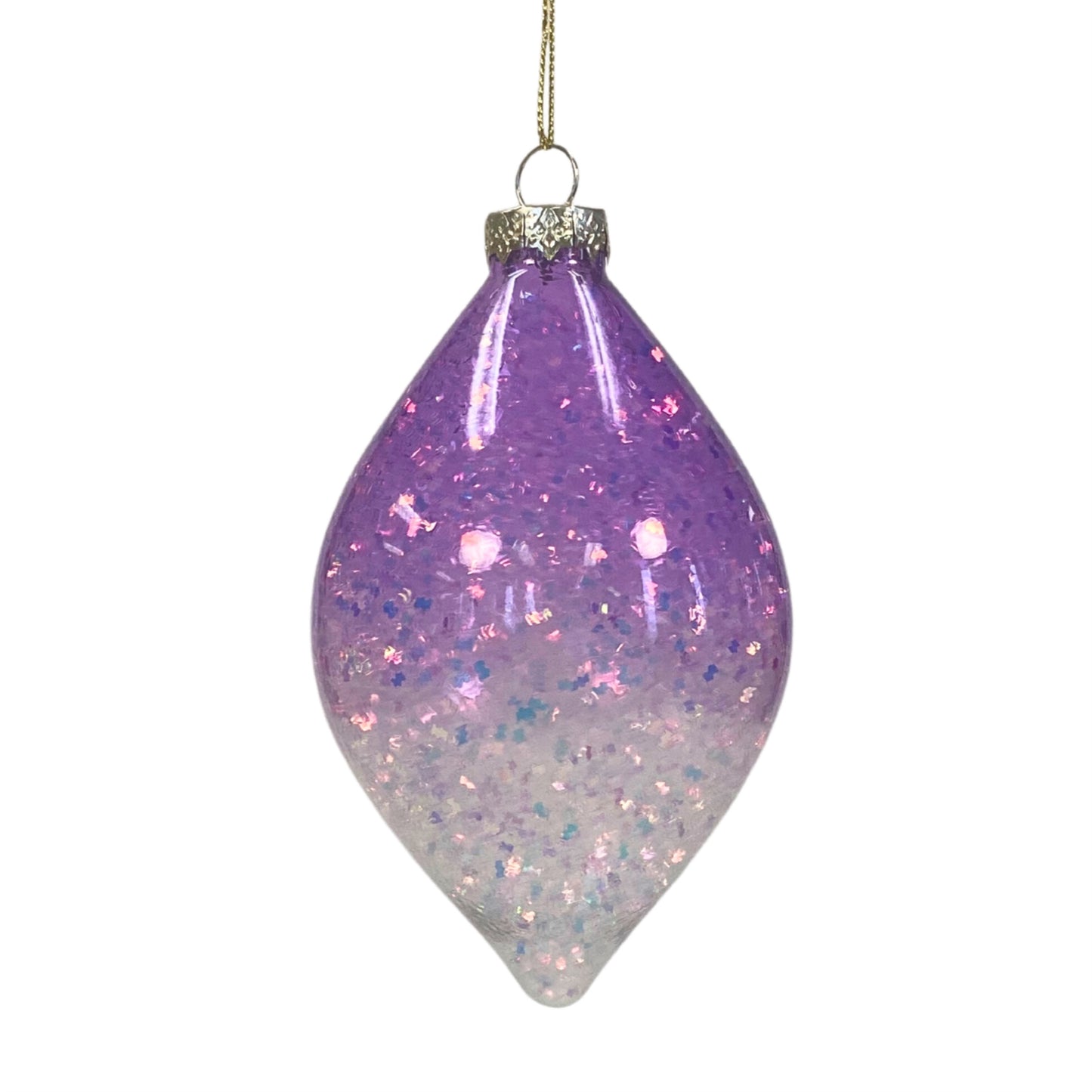 Winter Wonderland Ombre Glass Finial Ornament 5" x 3" - Lavender | GS