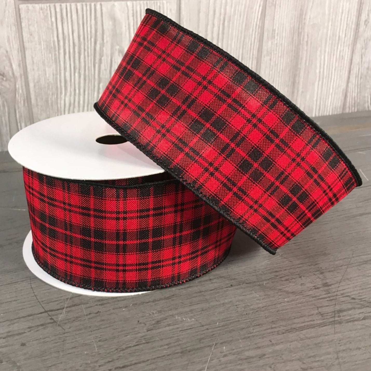 2.5"X10YD Check Plaid Ribbon in Red/Black | YT