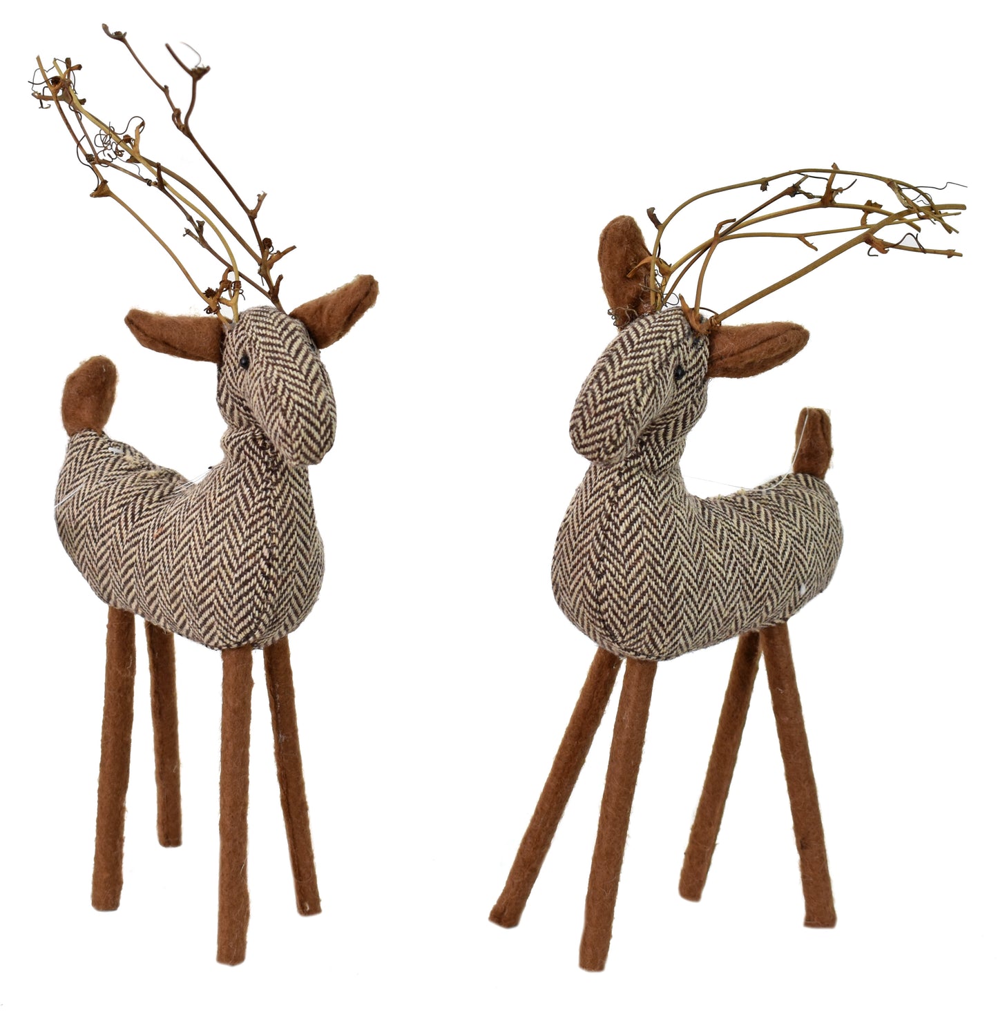 13" Tweed / Plaid Deer Ornament (2 Asst.) | MT
