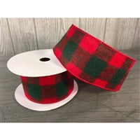 2.5" X 10YD Block Plaid Ribbon - Red/Green | YT
