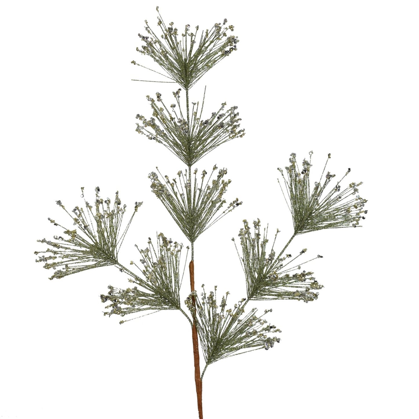 30" Sequin Sparkle Pine Spray in Sage Green | XJ