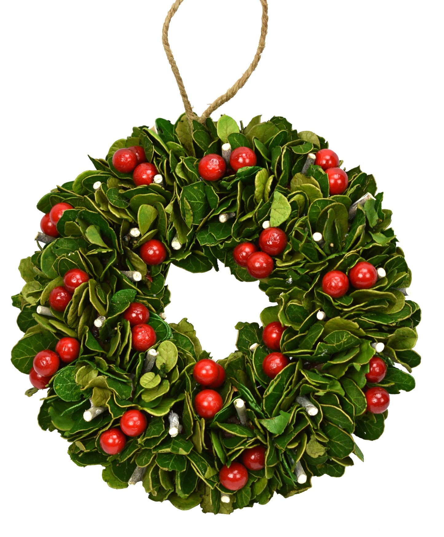 9" Small Boxwood Berry Wreath Ornament