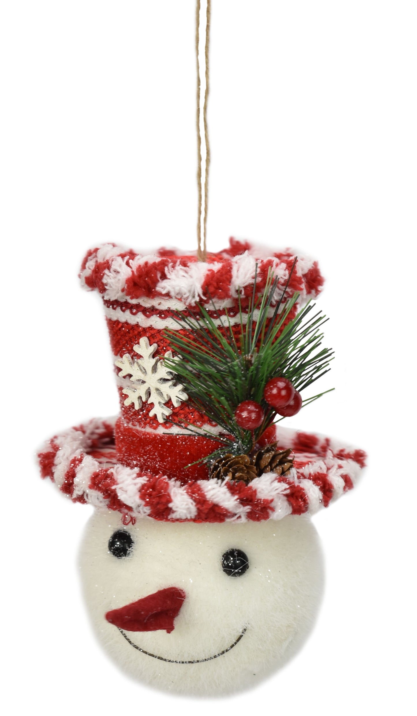 6" Candy Cane Cottage Snowman Head Ornament | BF