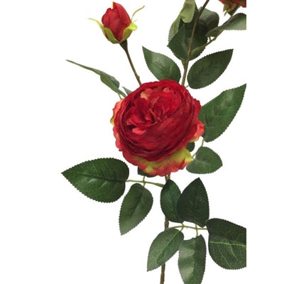 28" Cabbage Rose Spray X 3 -Red | YSE